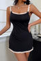 sexy non-stretch slim fit lace suspenders mini dress sleepwear_Pink_Beige