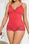 sexy plus size slight stretch lace trim padded teddy collections(asia size)_Black_Gray_Red