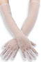 one pair new stylish dot jacquard see-through lace long gloves_Black_White
