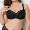 sexy plus size stretch lace mesh breathable thin big chest bra no chest pad_Black