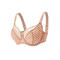sexy plus size stretch lace mesh breathable thin big chest bra no chest pad_Black_Nude