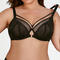 sexy plus size stretch mesh thin breathable gather big chest bra no chest pad_Black
