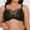 sexy plus size stretch lace thin breathable gather big chest bra no chest pad_Black