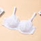 sexy plus size stretch lace thin breathable gather big chest bra no chest pad_Black_White