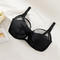 sexy plus size stretch breathable mesh thin gather big chest bra no chest pad_Black