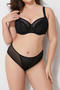 sexy plus size stretch lace mesh breathable thin big chest bra set no chest pad_Black