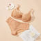 sexy plus size stretch lace mesh breathable thin big chest bra set no chest pad_Black_Nude