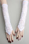one pair new stylish lace punk solid color long gloves_Black_White