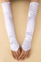 one pair new stylish 10 colors satin long gloves(length:48cm)_Black_White