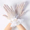 one pair new stylish lace trim bow decor fishnet short gloves_Black_White