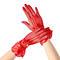 one pair new stylish lace trim bow decor fishnet short gloves_Black_White_Red