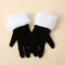 one pair new stylish 5 colors christmas velvet short gloves_Black