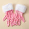 one pair new stylish 5 colors christmas velvet short gloves_Black_Pink