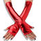 one pair new stylish glossy patent leather stretch long gloves_Black_Red