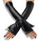 one pair new stylish glossy patent leather stretch long gloves_Black