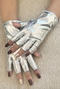 one pair new stylish halloween glossy half-finger gloves_Black_Red_Gold_Silver