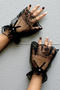 one pair new halloween see-through lace gloves_Black