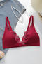 sexy slight stretch lace trim v-neck traceless bras_Black_Red_Rose Red
