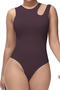 sexy plus size high stretch solid color crew neck shapewear_Black_Beige_Reddish Brown