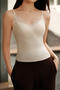 sexy slight stretch v-neck lace trim breathable padded bras(asia size)_Black_Beige