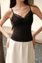 sexy slight stretch v-neck lace trim breathable padded bras(asia size)_Black