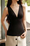 sexy slight stretch v-neck 3 colors warm padded bras(asia size)_Black