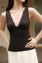 sexy slight stretch 4 colors v-neck traceless padded bras(asia size)_Black