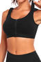 sexy plus size slight stretch solid color zip-up unpadded bras_Black