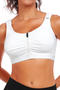 sexy plus size slight stretch solid color zip-up unpadded bras_Black_White