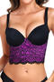 sexy slight stretch stitching lace gather with underwire padded bras_Blue_Purple