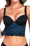 sexy slight stretch stitching lace gather with underwire padded bras_Blue