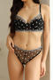 plus size stretch 4 colors dot embroidery lace with underwire padded bras set_Black