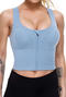 stylish plus size high stretch 4 colors zip-up shapewear vest_Black_White_Dark Green_Sky Blue