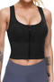stylish plus size high stretch 4 colors zip-up shapewear vest_Black
