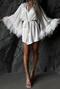 sexy non-stretch feather decor solid color three-piece set_White