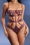 sexy slight stretch lace with underwire hollow teddy collections_Yellow_Brown