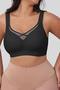 plus size stretch traceless gather breathable padded bras_Black