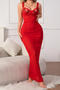 sexy slight stretch see through mesh embroidery nightgown with thong_Black_White_Red