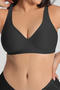 plus size stretch solid color traceless padded bras_Black