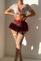 sexy student cosplay stretch bow decor with stockings four-piece set_Red