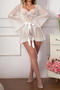 sexy stretch lace stitching 5 colors underwire stockings three-piece set & belt_Black_White
