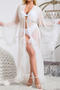plus size slight stretch mesh with belt nightgown(no underwear,size run small)_Black_White