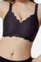 plus size slight stretch 6 colors traceless gather padded bras_Black