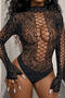 sexy high stretch 10 colors rhinestone decor fishnet teddy collections_Black