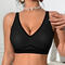 plus size new slight stretch no trace breathable push-up thin bra_Black