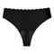 sexy slight stretch solid color seamless heart hollow thin breathable thong_Black