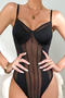 sexy slight stretch 4-colors sling see-through mesh teddy collection_Black