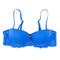 sexy slight stretch lace trim glossy with underwire padded bras_White_Blue