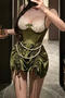 sexy non-stretch velvet christmas babydoll(with thong,no stockings)_Red_Green
