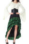 slight stretch ruffle medieval costumes(with waistband)_Green